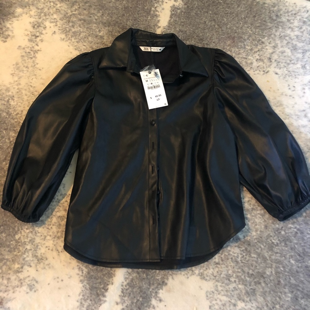 Zara size medium leather button up